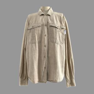 Vintage Pierre Cardin Tan Neutral Cotton Long Sleeve Safari Shirt Women's Size M